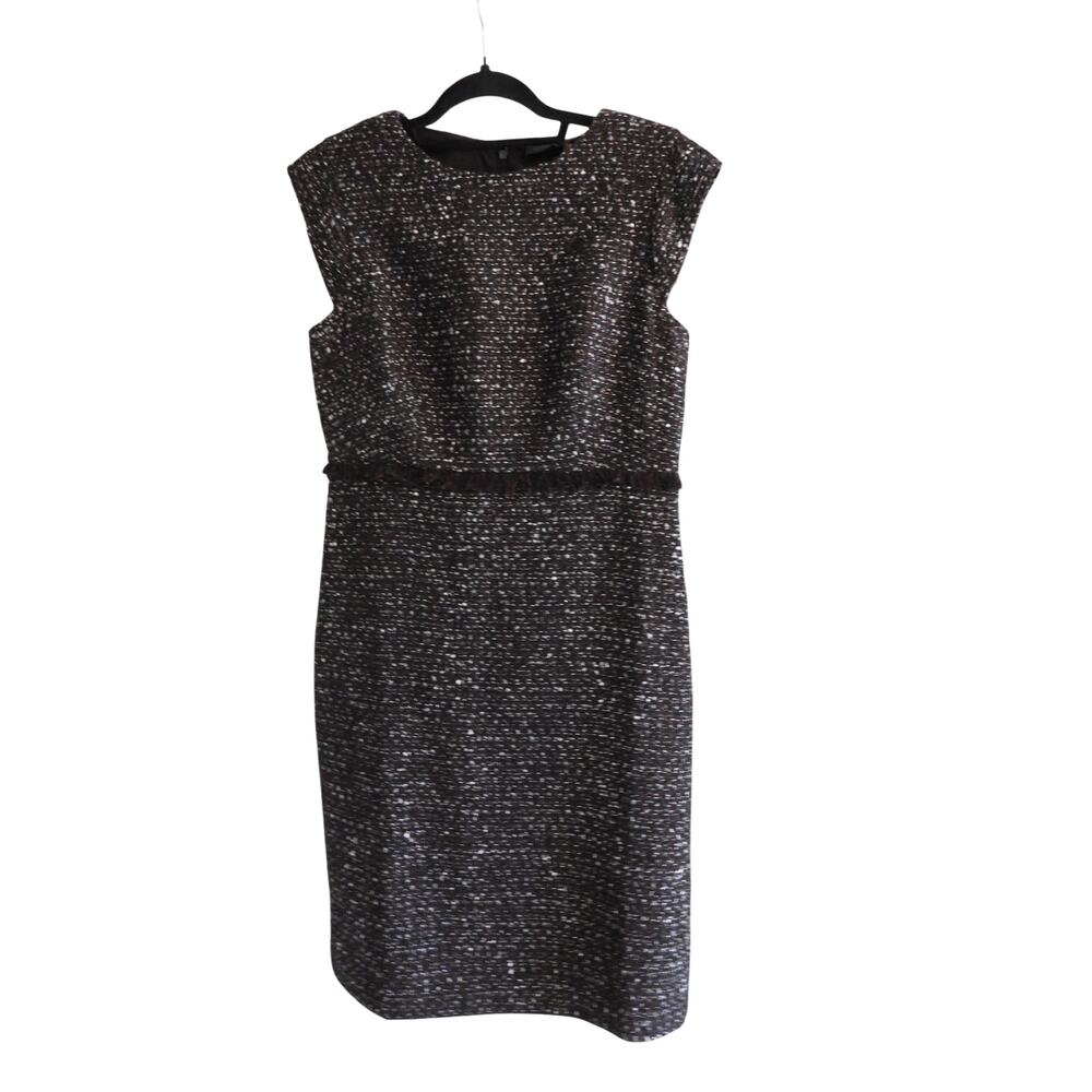 Donna Karen Sleeveless Zip Up Dress Brown/Tweed Poly size 6